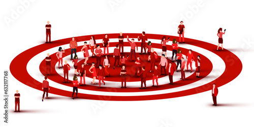 Large group of people standing on aim. HR and recruitment concept.