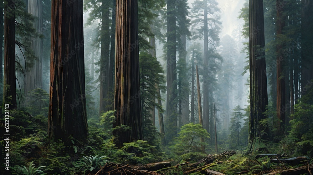 a forest filled with lots of tall trees and green plants. generative ai a forest filled with lots of tall trees and green plants. generative ai