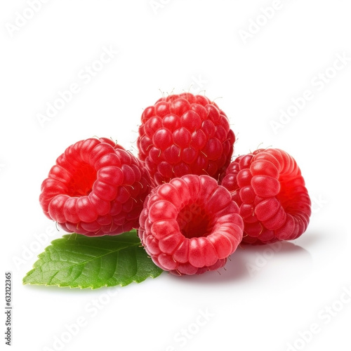 Raspberries on white background. Healthy food concept