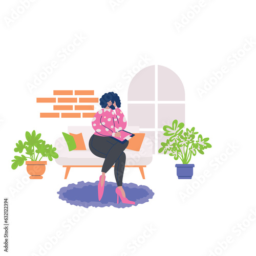 Woman specialist psychotherapy session vector illustration.