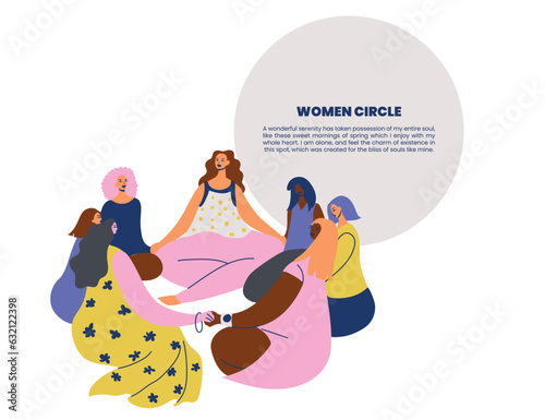 Women circle support group landing page design template.