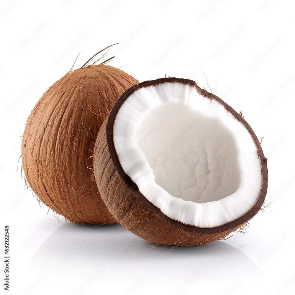 Coconut on white background. Healthy food concept Coconut on white background. Healthy food concept