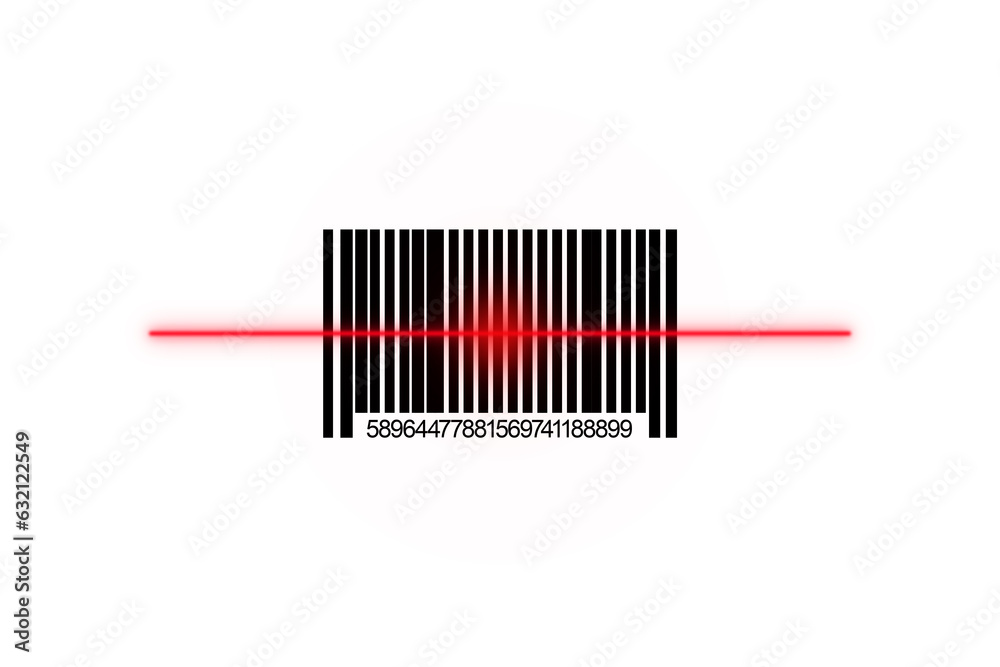 Barcode from lines and numbers and a red scanning line on the code on a white background, commodity code, business Barcode from lines and numbers and a red scanning line on the code on a white background, commodity code, business