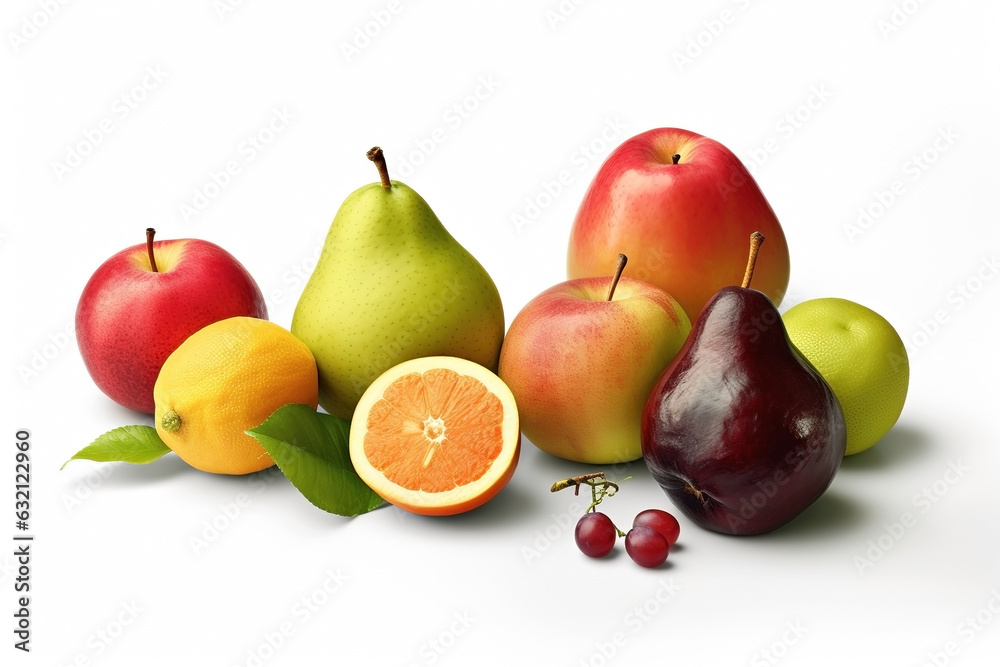 Collection of various fruits on white background Collection of various fruits on white background