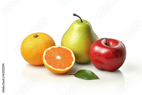 Collection of various fruits on white background
