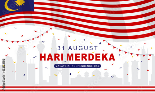 Hari Merdeka Greeting banner design, which means Malaysia Independence Day