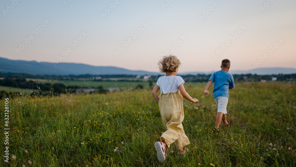 Kids spending summer with grandparents in the countryside. Kids spending summer with grandparents in the countryside.