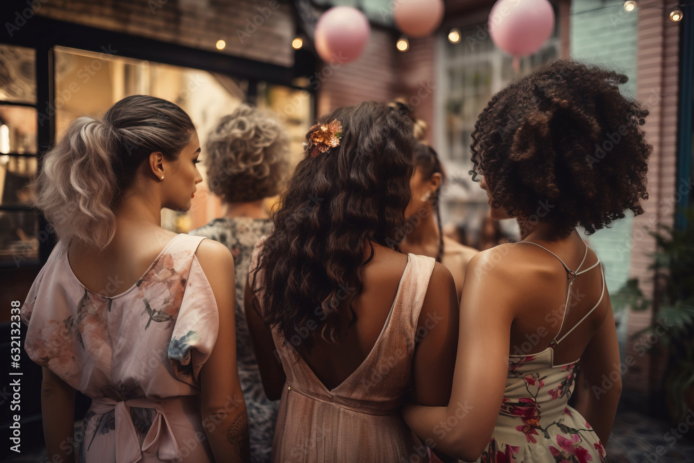 a group of young girls at a party. a group of young girls at a party.