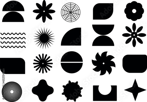 Abstract geometric primitive elements and shapes on a transparent background