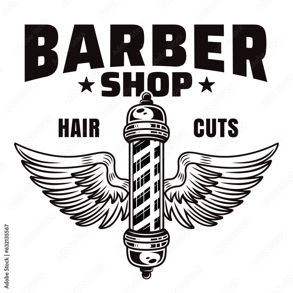 monochrome emblem, label, badge or logo, barber pole with
