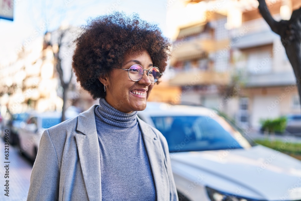 African american woman executive smiling confident standing at street African american woman executive smiling confident standing at street