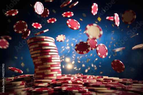 Casino Chips Flying Through The Air In Celebratory Gesture