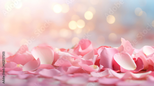 Fototapeta Naklejka Na Ścianę i Meble -  Photo with pink rose petals with and dreamy defocus background