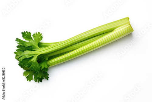 Green Celery Closeup On White Background