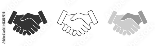 Handshake partnership line icon. Business hand shake deal pictogram. Finance meeting cooperation team agreement  symbol. Easy editable stroke line art. Isolated vector stock illustration.