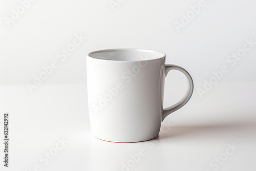 White Cup, Closeup View On White Background Mock-Up photo