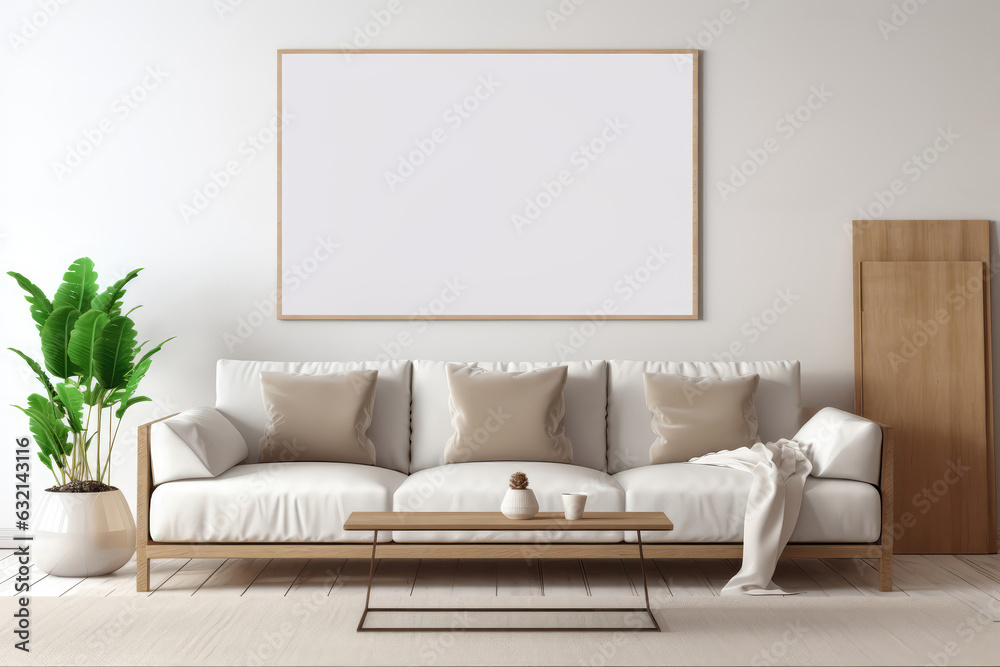 Blank Canvas Wall Art Mockup In Living Room