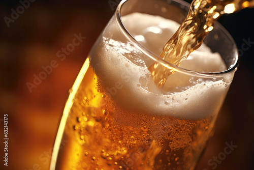 Canvas Print Closeup Of Beer Being Poured Into Glass