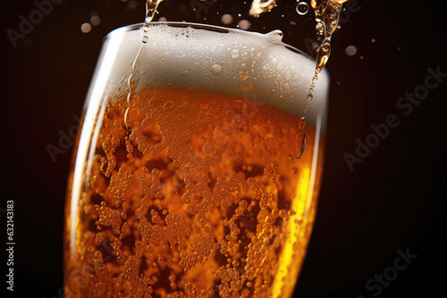 Closeup Of Beer Being Poured Into Glass photo