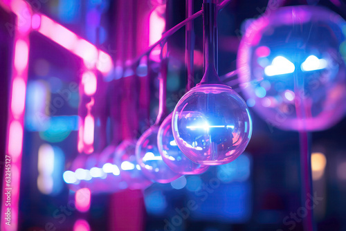 Pink And Blue Neon Lights With Bokeh Effects