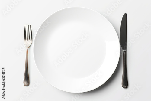 White Ceramic Plate Mockup With Fork And Knife