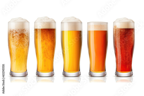 Set Of Beer Glasses Isolated On White