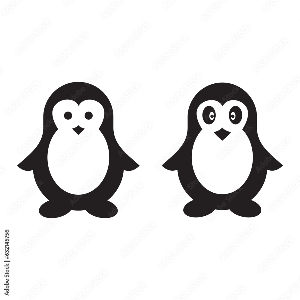 Fototapeta premium Penguin set icon vector logo symbol