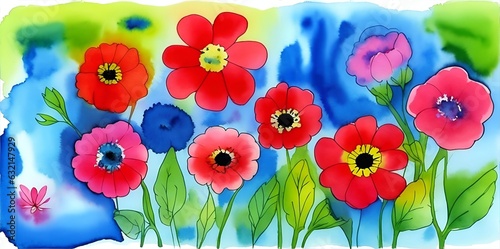 Spring flowers. AI generated illustration © vector_master