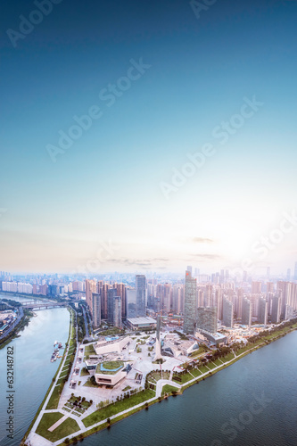 Aviation photography of the urban architectural skyline in Changsha  China