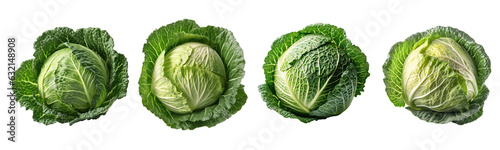 Set of Cabbage collection illustration isolated transparent background, PNG , Generative AI