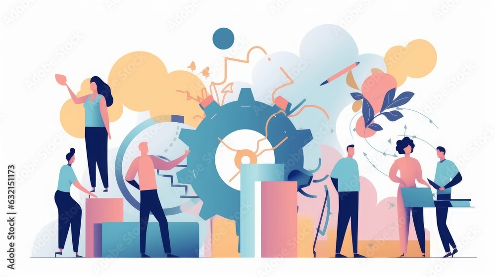Business  illustration. The team. Teamwork, Generative AI