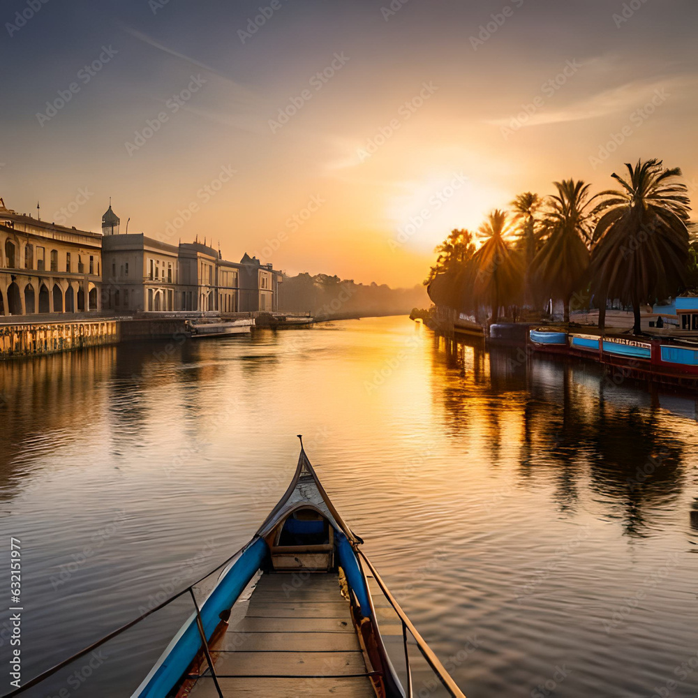 Fototapeta premium sunset on the river