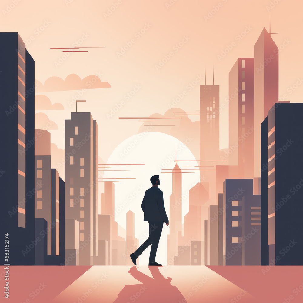 Person walking in the polluted city.