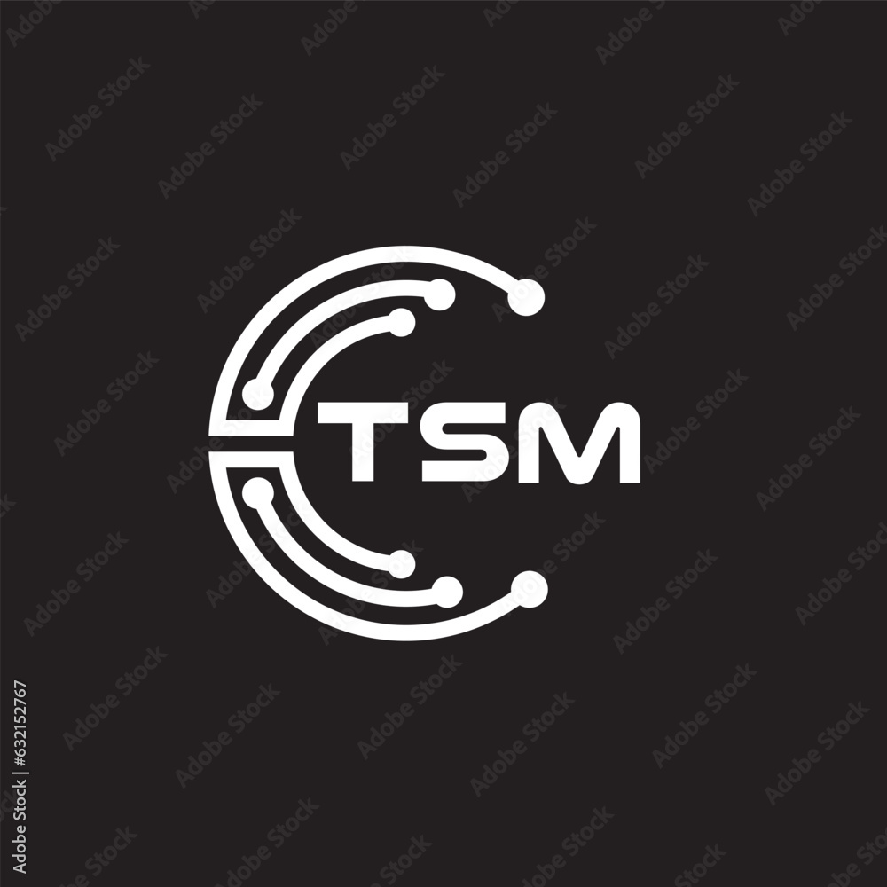 TSM letter technology logo design on black background. TSM creative initials letter IT logo concept. TSM setting shape design
