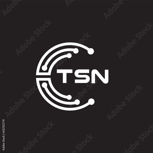 TSN letter technology logo design on black background. TSN creative initials letter IT logo concept. TSN setting shape design
 photo