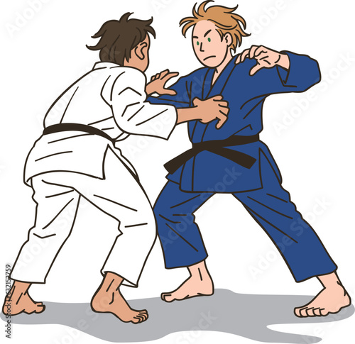 Judo athletes having a match