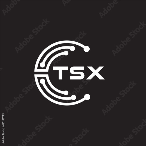 TSX letter technology logo design on black background. TSX creative initials letter IT logo concept. TSX setting shape design photo