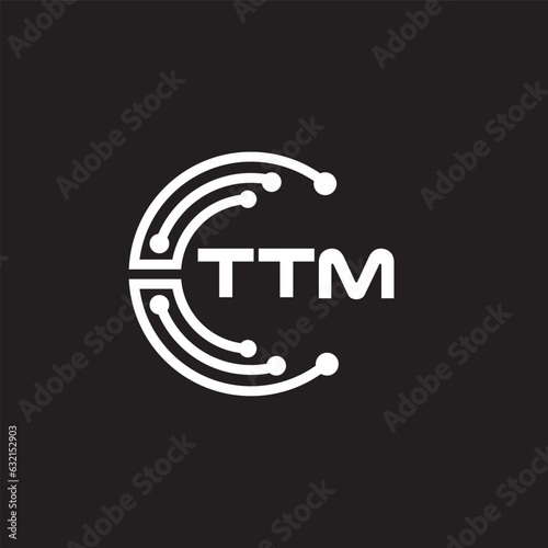 TTM letter technology logo design on black background. TTM creative initials letter IT logo concept. TTM setting shape design
 photo