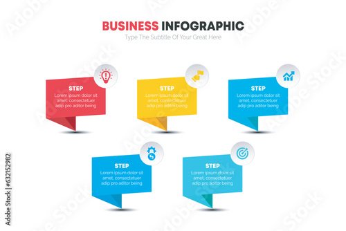 Flat process infographic template vector