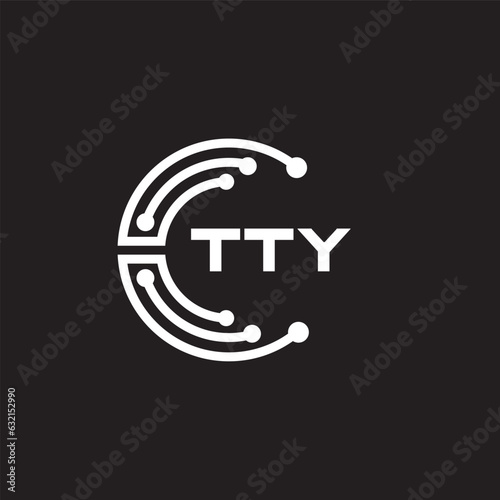 TTY letter technology logo design on black background. TTY creative initials letter IT logo concept. TTY setting shape design
