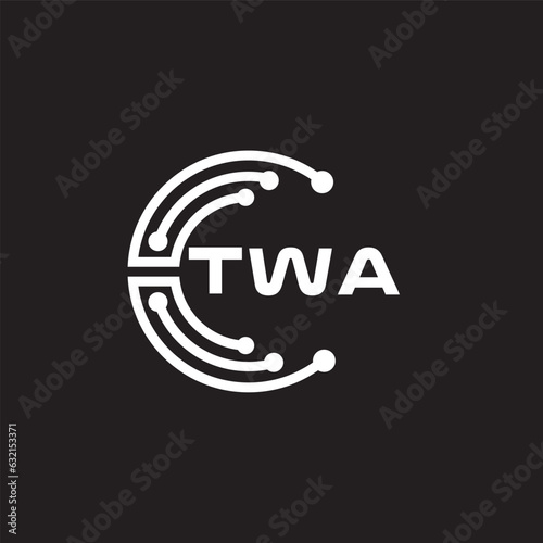 TWA letter technology logo design on black background. TWA creative initials letter IT logo concept. TWA setting shape design
 photo