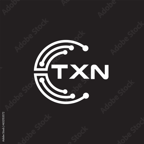 TXN letter technology logo design on black background. TXN creative initials letter IT logo concept. TXN setting shape design
