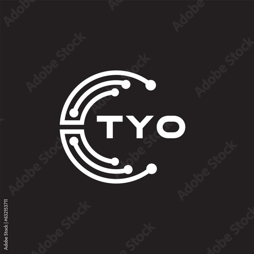 TYO letter technology logo design on black background. TYO creative initials letter IT logo concept. TYO setting shape design
 photo
