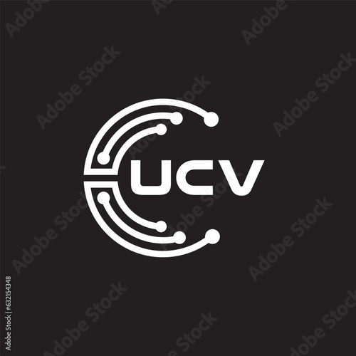 UCV letter technology logo design on black background. UCV creative initials letter IT logo concept. UCV setting shape design
 photo