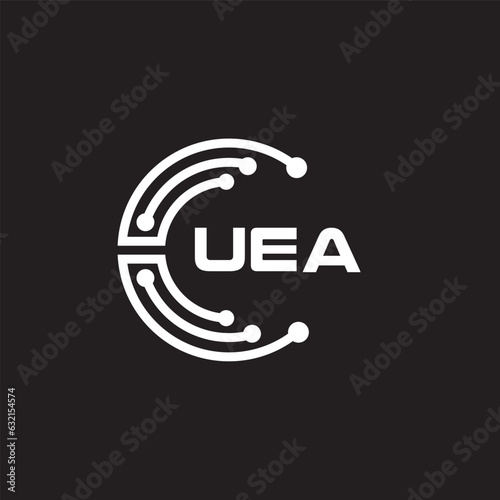 UEA letter technology logo design on black background. UEA creative initials letter IT logo concept. UEA setting shape design 