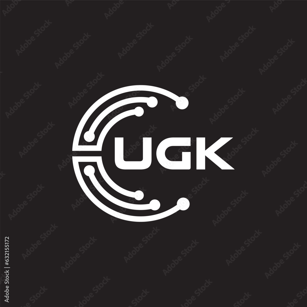 UGKletter technology logo design on black background. UGKcreative initials letter IT logo concept. UGKsetting shape design
