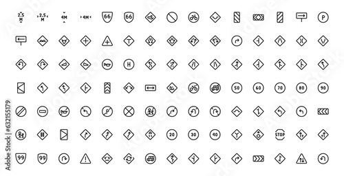Road Signs and Symbols icon. vector illustration. editable stroke. suitable for ui ux web apps. 