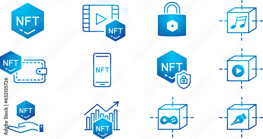 NFT wallet blockchain token crypto cryptocurrency bitcoin coins icons collection editable stroke vector