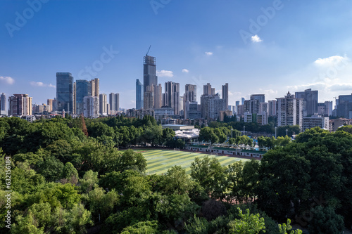 Aerial photography of modern architectural landscape in Wuhan CBD, China