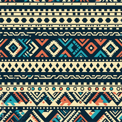 Seamless Colorful Ethnic Pattern.  Seamless pattern of Tribal Ethnic in colorful style. Add color to your digital project with our pattern 